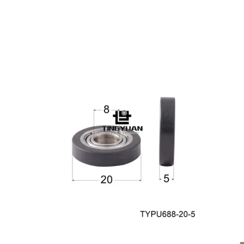 폴리우레탄 롤러 TYPU688mm 플랫 타입 ID8 OD20 22 TPU 1pcs 투명도 블랙 휠 롤러 풀리 304 나사 가이드 휠 포함