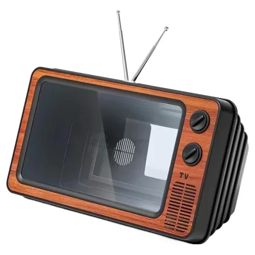 빈티지 TV 폰 거치대 - 레트로 스크린 증폭기, 안티 블루라이트 휴대용 독 (아이폰/안드로이드 호환) 영화감상 데스크탑액세서리 블루라이트차단 고화질증폭 SNS인테리어소품, 1개, Mahogany