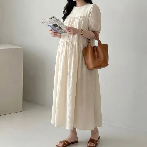 [당일출고] 수엠W 임산부 A라인 캉캉 롱원피스 여름 반팔 빅사이즈 체형커버 하객룩 R02 블러썸원피스