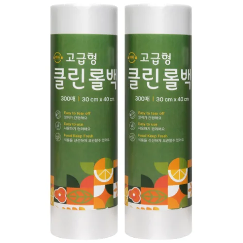 두꺼운 고급형 위생롤백 대형 30cm x 40cm, 대(L), 2개, 300개