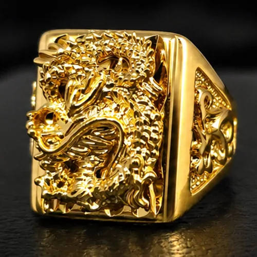 18k 도금 반지 권력 성공 재물 행운을 상징 빅사이즈 가능 용의 승천 1.5cm*2cm 드래곤