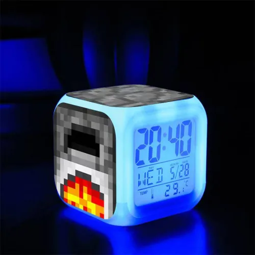 Minecraft 게임 애니메이션 조용한 발광 무소음 침대 탁상시계