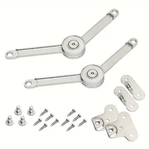 덮개 지지 힌지, 2pcs 접이식 덮개 힌지, 장난감 상자 힌지 소프트 닫기 힌지, 캐비닛, 주방 옷장 장난감 상자, 110 도 (니켈 도금), 2개