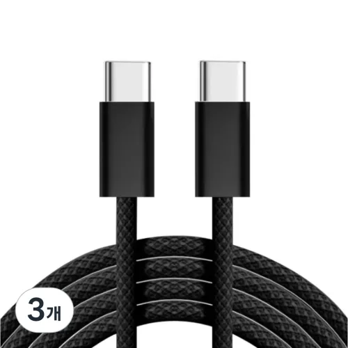 C to C 프리미엄 60W PD 케이블 G.M.G, 3개, 블랙, 1m