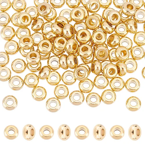 100개 304 스테인리스 스틸 스페이서 비즈, 플랫 라운드, 골드 색상, 4x2mm, 구멍 크기: 1.6mm, 금색, 100개