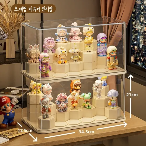 특대형 DIY 블록 자유 조립 아크릴 투명 피규어 보관함 장식장 진열대, 피규어 장식장, 1개
