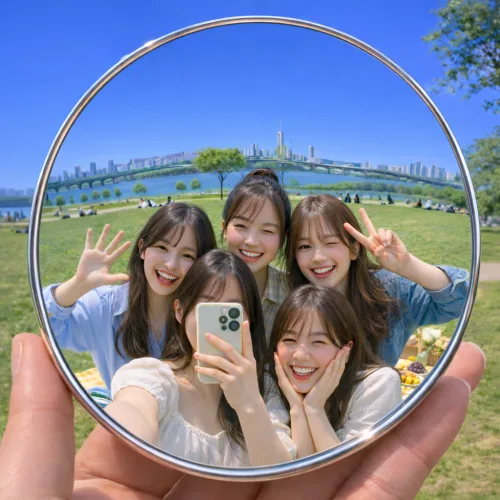 라온메이드 볼록거울 셀카용 미니 휴대용 감성 셀카거울 9.5cm, 1개, 실버