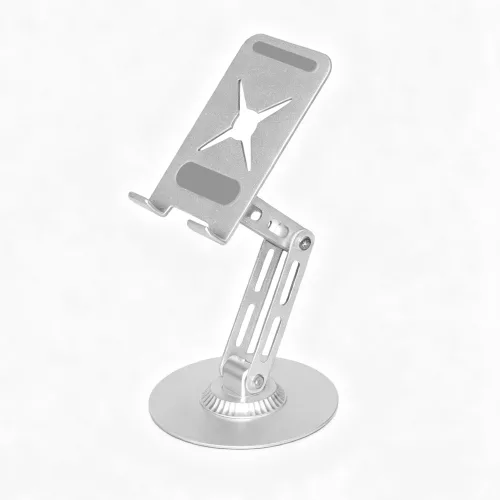 360도 회전 태블릿 거치대 스탠드 휴대용 높이조절 접이식 휴대폰 거치대, 실버, 1개