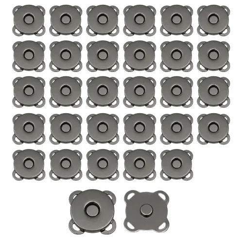 10mm 자석단추 가방자석 똑딱이 지갑 옷 수선 DIY 부자재, 30개, 귀자석단추-10mm-흑니켈
