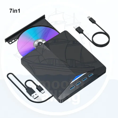 7 in 1 USB3.0 타입 C 외장 광학 드라이브 CD DVD RW 버너 리더 휴대용 드라이브 (데스크탑 노트북용)