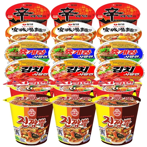 농심 오뚜기 소컵 라면 6종 18개입 (육개장사발면3+김치사발면3+진라면 매운맛3+신라면3+안성탕면3+진짬뽕3)