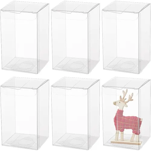 30개 투명 PVC 사탕 상자 ,선물 포장박스6x6x10cm, 분명한, 30개