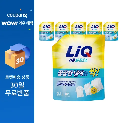 리큐 진한겔 꿉꿉한 냄새 원인물질 싹 일반드럼겸용 프레시 런드리향 액상세제 리필, 2.1L, 6개