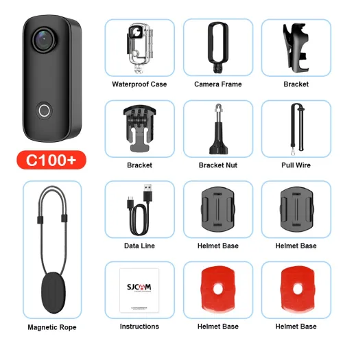 [아이스박스] SJCAM C100 / C100Plus 미니 엄지 카메라 1080P30FPS 4K30FPS H.265 12MP 2.4G WiFi 30M 방수 케이스 액션 스포츠 DV