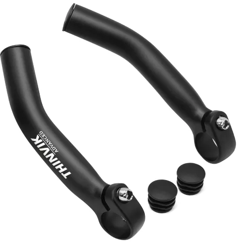 THINVIK 자전거 MTB 알루미늄 합금 핸들바 바엔드 그립 보조핸들 손잡이, 1세트, 블랙 기본형-15cm