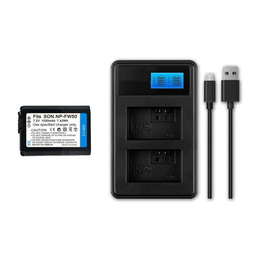Zoom-AI 에이아이 소니 NP-FW50 배터리 호환 ZV-E10 RX10 A7II A6500 A6400, 1개, NP-FW50 1개+듀얼충전기