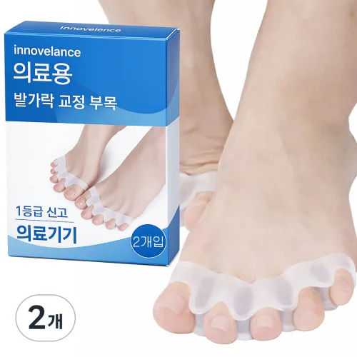 이노밸런스 의료용 무지외반증 실리콘 발가락 교정기 투명 스킨, 2개