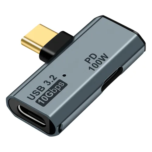 USB C OTG 어댑터 타입C 100W PD 듀얼 USB C 분배기 아이폰15 Pro Max 삼성S22 S23 맥북 구글TV 크롬캐스트2020 호환, 1개, 회색, 36mm