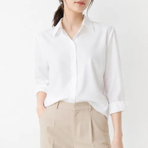 셀러크루 여성 여름 오피스 블라우스 스판 셔츠 출근룩 면접룩 기본 남방