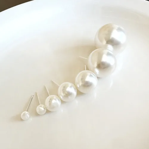 MOOLDN 실버925 화이트 펄 진주 혼주 한복 면접 귀걸이 (4mm/5mm/8mm/10mm/13mm/16mm/20mm)