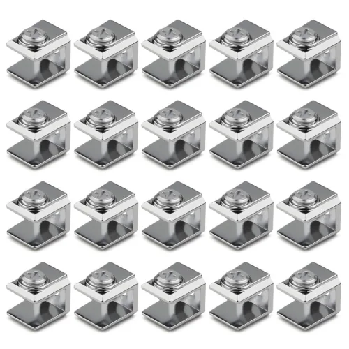 20개 스테인리스 스틸 유리 선반 브래킷 클램프 클립, 3-8mm 두께 패널 호환