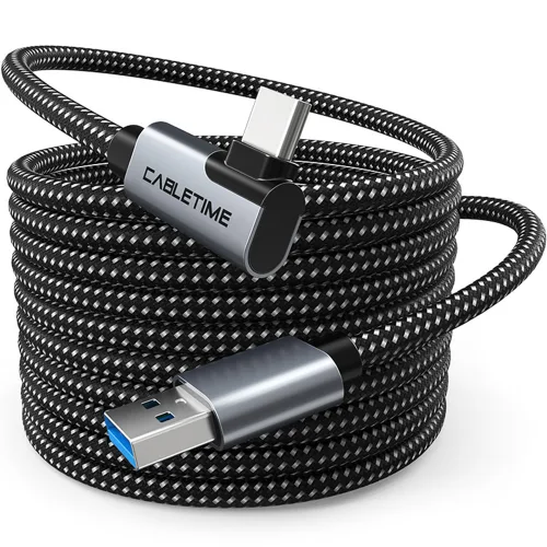 케이블타임 5Gbps VR 헤드셋 링크 90도 C타입 USB3.0 케이블 CA43, 혼합색상, 1개, 3m
