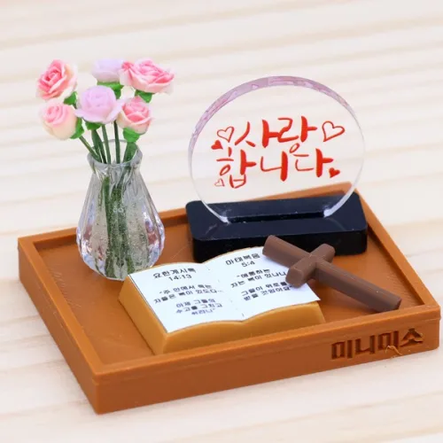 납골당 꾸미기 불상 성모마리아상 성경 십자가 미니어처 장식 소품, 기독교