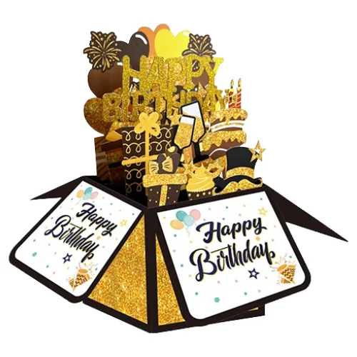 윰스 생일축하 선물 서프라이즈 3D 팝업 박스, 블랙, 1개