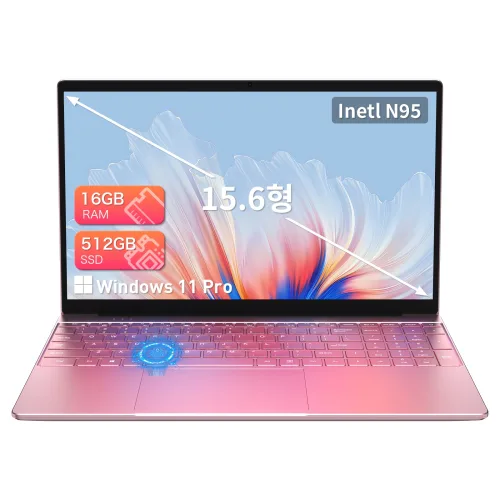 AUUSDA 15.6인치 대화면 노트북, 인텔 N95 프로세서, 8000mAh 대용량 배터리, 백라이트 키보드, 지문 인식, Windows 11 Pro,, T152A N95, 윈도우 11 프로, 16GB, 512GB, 핑크