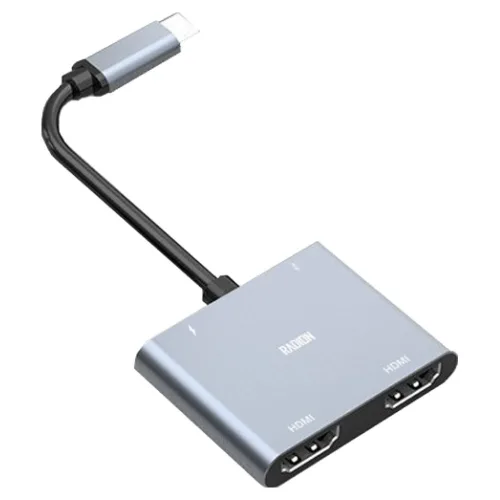 라온디지털 4in1 듀얼 모니터 USB 3.0 PD충전 멀티 허브 HDMI 컨버터, 1개, RUH-HD204HUB