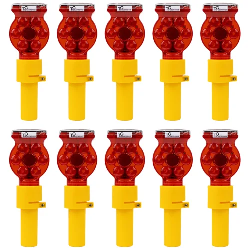 TG전자 태양광 LED 경광등 태양열 경고등 쏠라 점멸등 멧돼지 고라니 퇴치 파이프 콘 겸용, 10개, 단일 색상