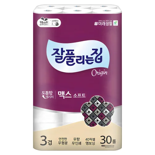 잘풀리는집 맥스 소프트 3겹 롤화장지, 30m, 30롤, 1개