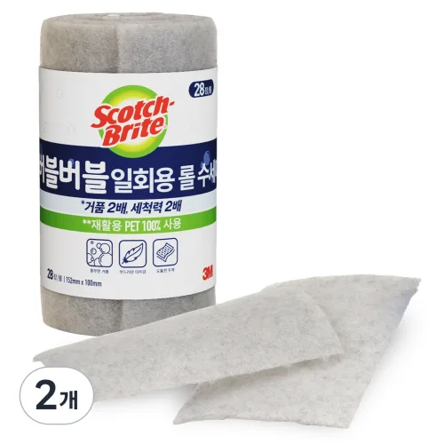 스카치브라이트 3M 버블버블 일회용 롤 수세미, 28개입, 2개