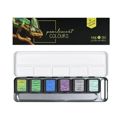 파인텍 6색 펄 수채물감 F0602 펄고체물감 팔레트포함, 1ml, 1개