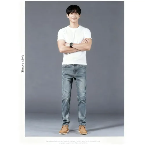 메페니 남성용 데일리 베이직 스트레이트 데님 사계절 팬츠