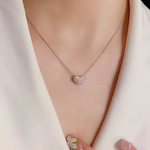 멜로이브 양면 마이크로 하트 14k 도금 여성 목걸이 데일리 선물