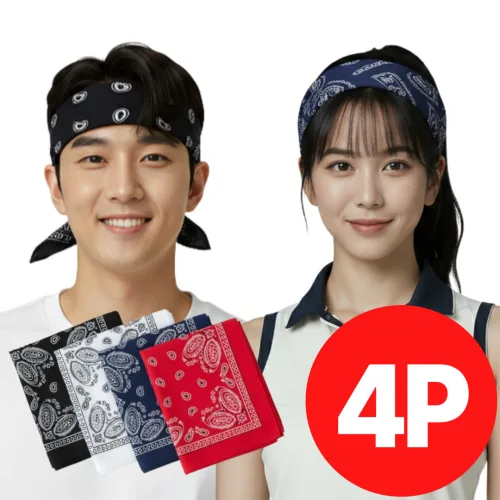 트립앤홈 반다나 헤어밴드 스카프 두건 페이즐리 2+2