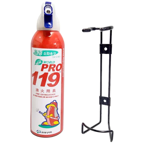 [NEW]월드프로119 스프레이형 간이소화기 255ml + 거치대/초기화재 진압용, 1개