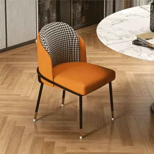 Tixpra 북유럽 모던 가죽 식탁의자 등받이 거실 주방 식탁 커피숍 의자 방수 방오, 오렌지, 2개