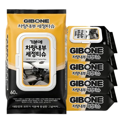 기본에 차량내부 세정티슈, 60개, 5개