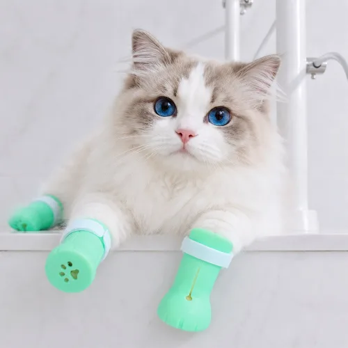 고양이 목욕 발모양 신발 발톱 커버 미용 발톱캡 롤리펀 할큄 방지, 1개