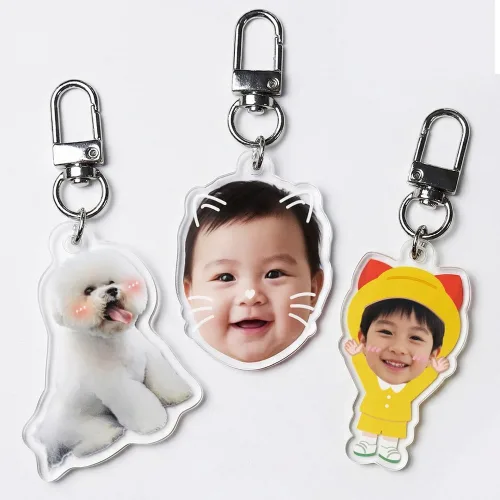 주문제작 키링 아크릴 굿즈 아기 강아지 고양이 키홀더 자동차 키링, 1개, 옵션선택 투명