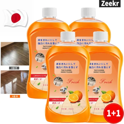 Zeekr 오렌지향 바닥청소세제 물자국 없는 바닥세정제 마루 타일 원목 대리석 바닥클리너 무자국 빠른건조 끈적임 없는 다목적 청소액, 4개, 450ml