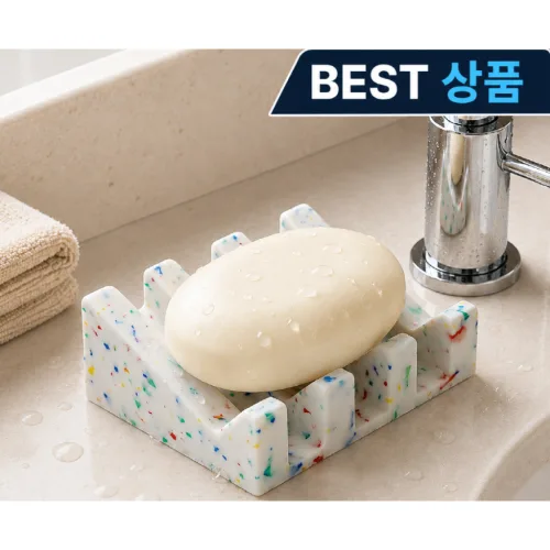 물빠짐 실리콘 비누받침, 컬러도트, 1개