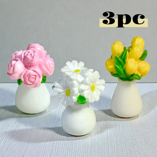 Zenliv 납골당 꾸미기 미니어처 화분 장식 3pc 세트, 인테리어 소품 봉안당 추모, 1개, 기억의 색 D