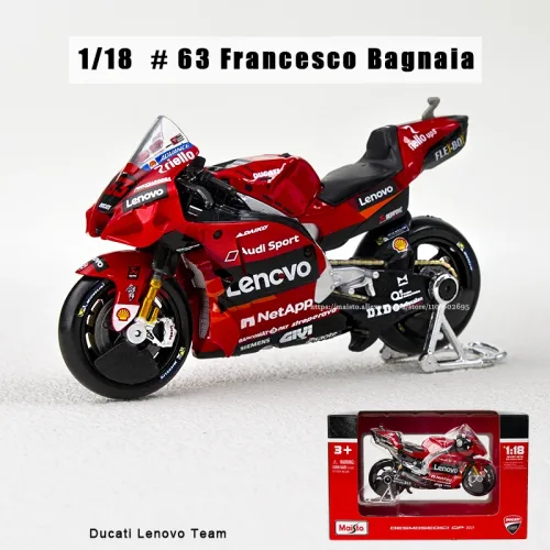마이스토 1:18 2024 두카티 레노버 팀 # 1 Bagnaia 챔피언 드라이버 Moto GP 레이싱 주조 합금 오토바이 모