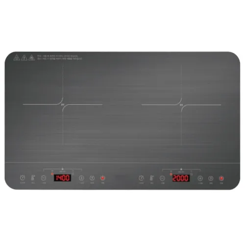 [재리마켓] 3500W 고출력 2구 인덕션 블랙 10단 조절 터치식 전기레인지, 프리스탠딩, 10단 대형 2구 인덕션