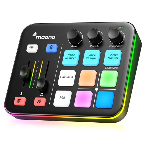 마오노 RGB 블루투스 오디오 게이밍 방송용 스트리밍용 인터페이스, 블랙, G1 NEO