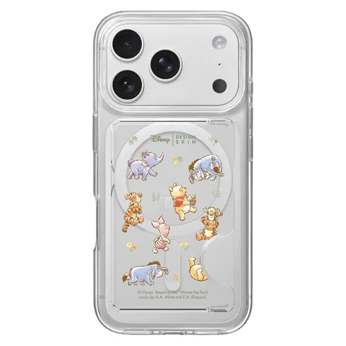 DESIGNSKIN 디즈니 위니더푸3 맥세이프 카드 포켓, 블룸 푸 프렌즈 패턴, 1개