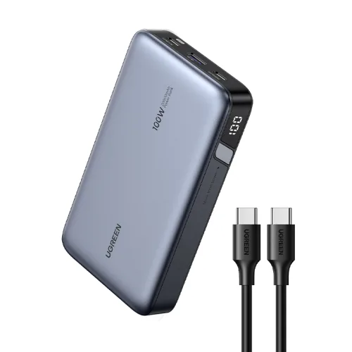 UGREEN 유그린 Nexode 100W 보조배터리 20000mAh 보조베터리 PD3.0 양방향 고속 충전 3포트 보조배터리 고속충전 240W C타입 고속 충전 케이블 동봉, PB720, Grey